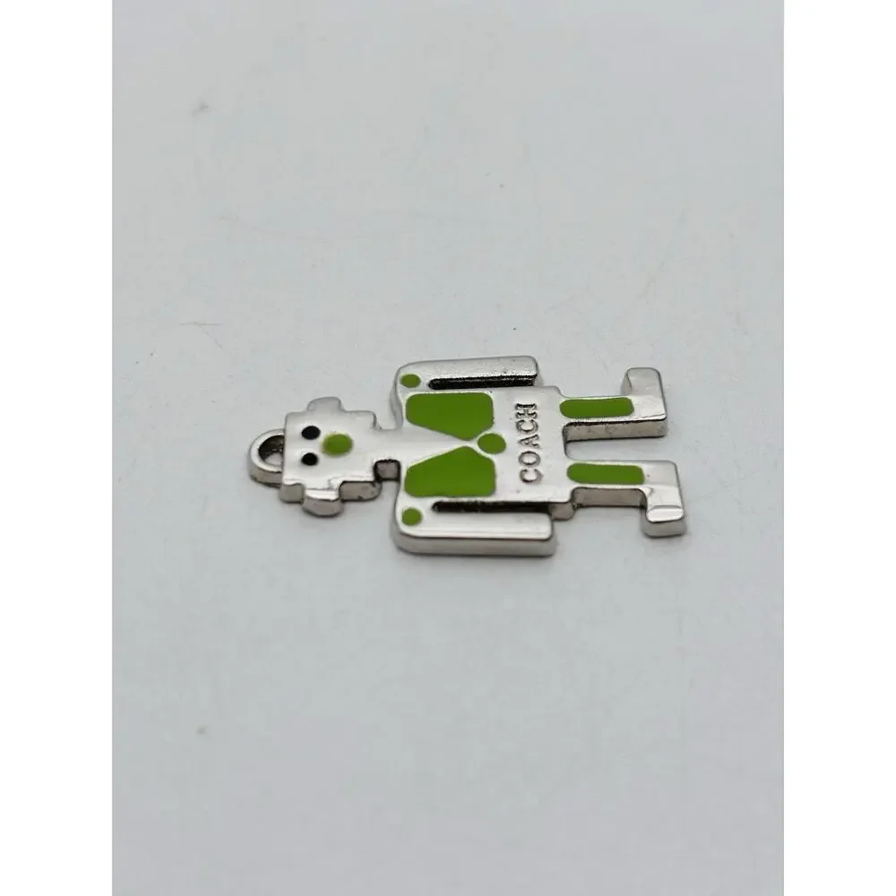 COACH Robot Keychain Silver And Green Metal Charm For Coach Purse Or Bag